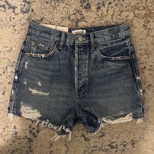 Agolde Women's Ripped Jean Shorts - Dark Blue